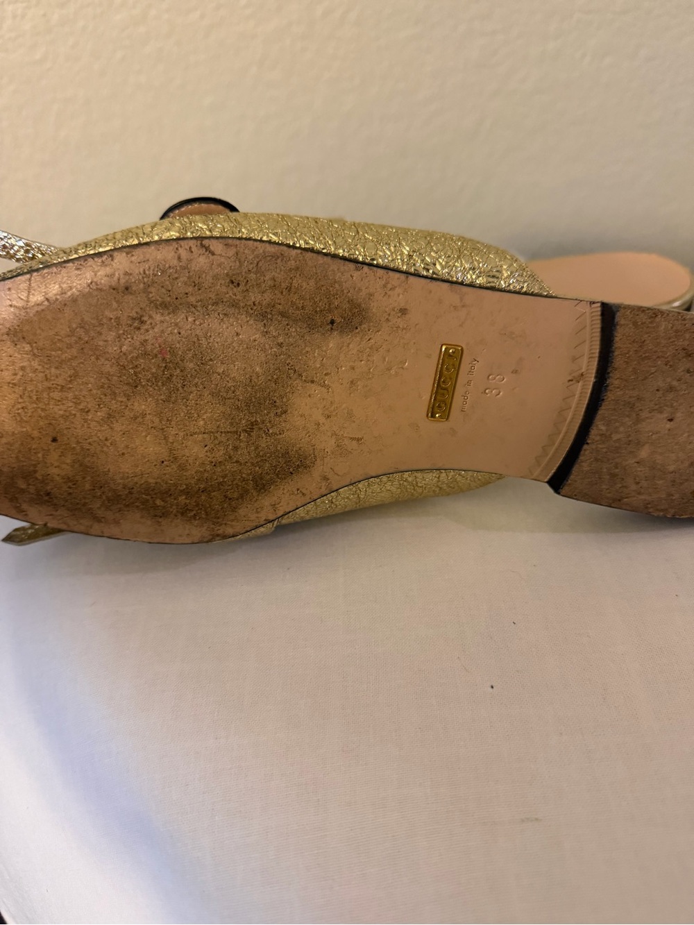 GUCCI Gold Fringe Slip-On Mules - Picture 3 of 3